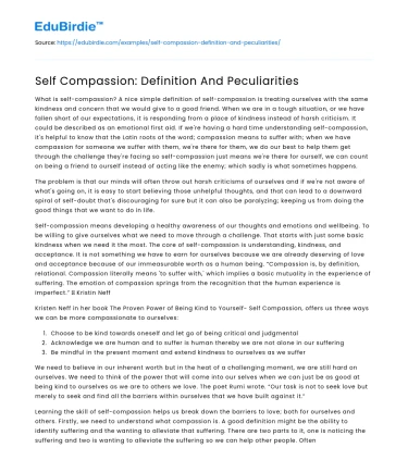 Self Compassion: Definition And Peculiarities