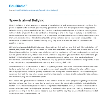 Speech about Bullying