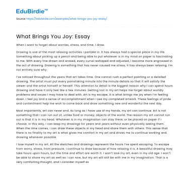 What Brings You Joy: Essay