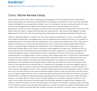 Coco’: Movie Review Essay
