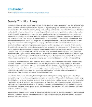 Family Tradition Essay