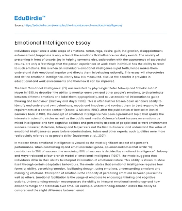 Emotional Intelligence Essay