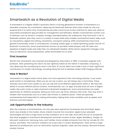 Smartwatch as a Revolution of Digital Media