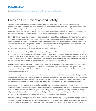 Essay on Fire Prevention and Safety