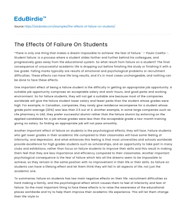 The Effects Of Failure On Students