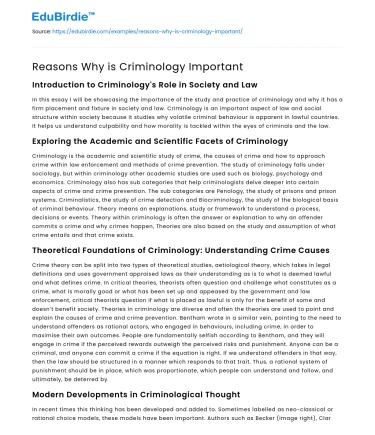Reasons Why is Criminology Important