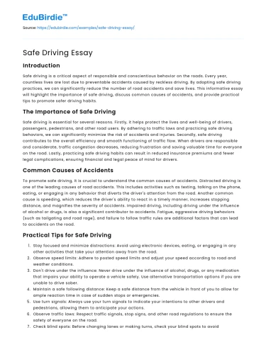 Safe Driving Essay