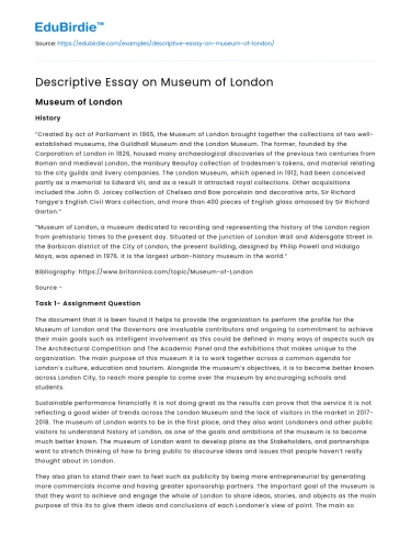 Descriptive Essay on Museum of London