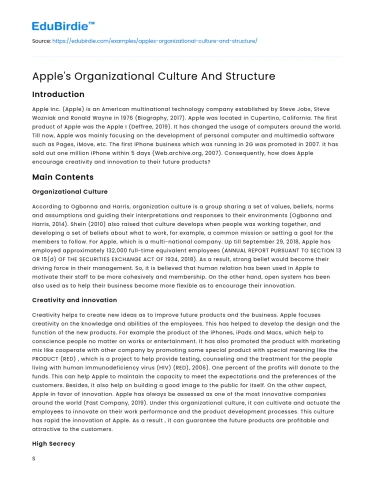 Apple’s Organizational Culture And Structure