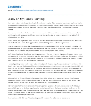Essay on My Hobby Painting