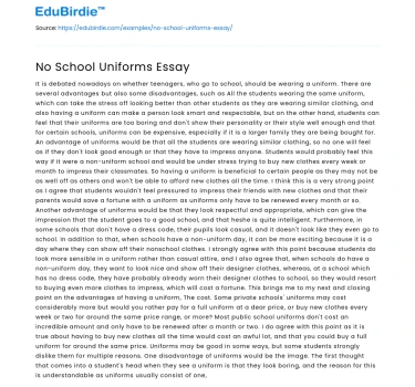 No School Uniforms Essay