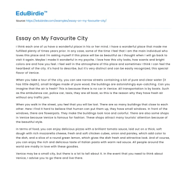 Essay on My Favourite City