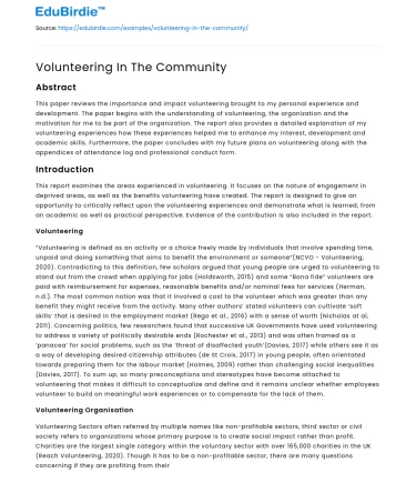 Volunteering In The Community