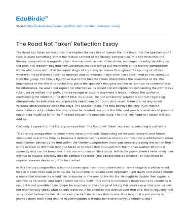 The Road Not Taken’ Reflection Essay
