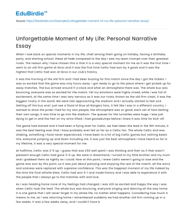 Unforgettable Moment of My Life: Personal Narrative Essay
