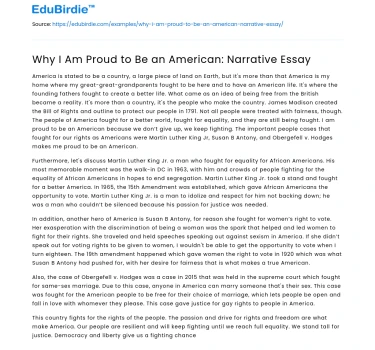 Why I Am Proud to Be an American: Narrative Essay