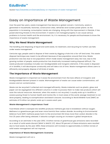 Essay on Importance of Waste Management