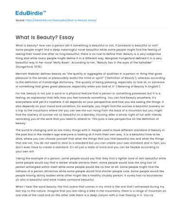 What Is Beauty? Essay