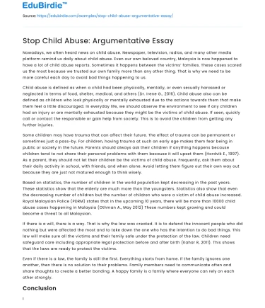 Stop Child Abuse: Argumentative Essay