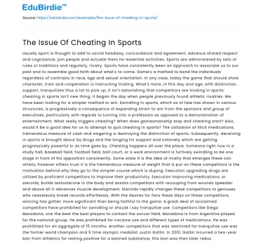 The Issue Of Cheating In Sports