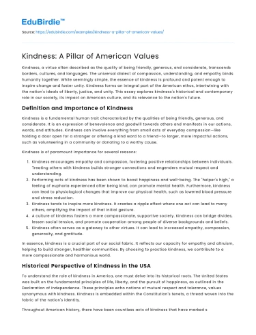 Kindness: A Pillar of American Values
