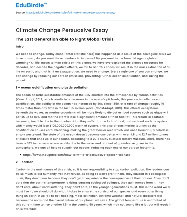 Climate Change Persuasive Essay