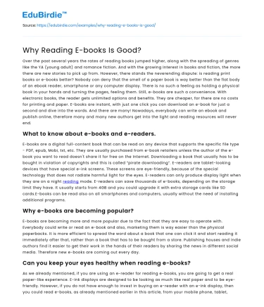 Why Reading E-books Is Good?