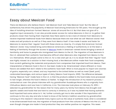 Essay about Mexican Food