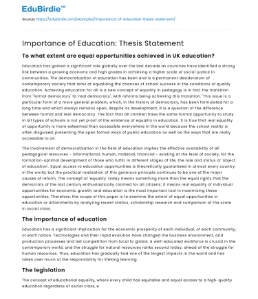 Importance of Education: Thesis Statement