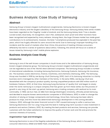 Business Analysis: Case Study of Samsung