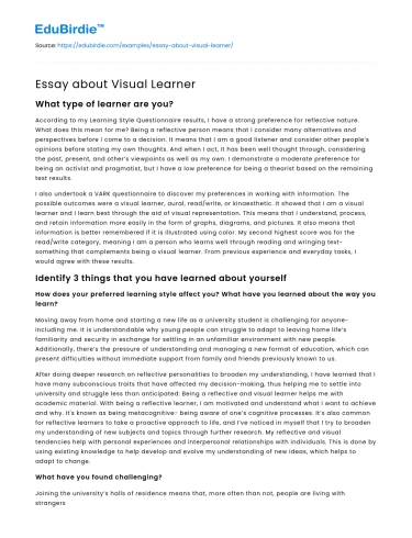 Essay about Visual Learner