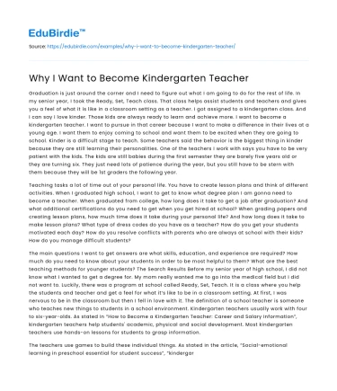 Why I Want to Become Kindergarten Teacher