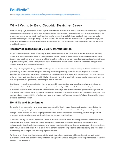 Why I Want to Be a Graphic Designer Essay