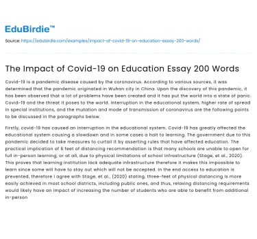 The Impact of Covid-19 on Education Essay 200 Words