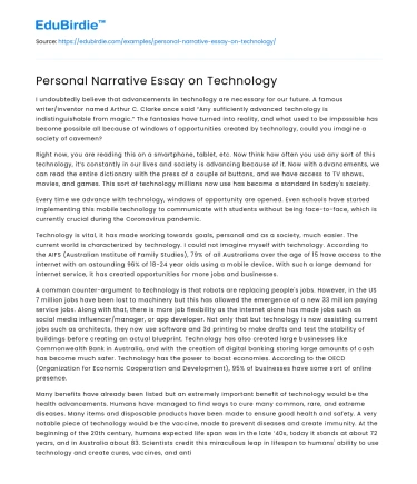 Personal Narrative Essay on Technology