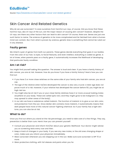 Skin Cancer And Related Genetics