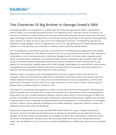 The Character Of Big Brother In George Orwell’s 1984