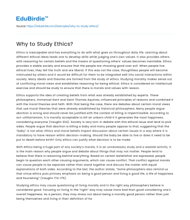 Why to Study Ethics?