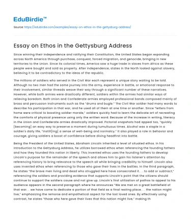 Essay on Ethos in the Gettysburg Address