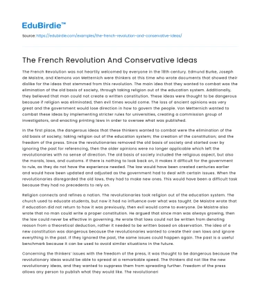 The French Revolution And Conservative Ideas