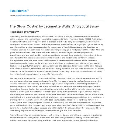 The Glass Castle’ by Jeannette Walls: Analytical Essay