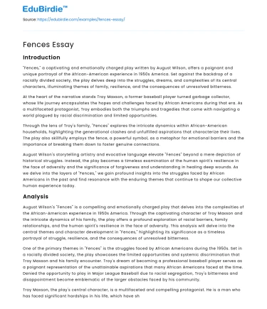 Fences Essay
