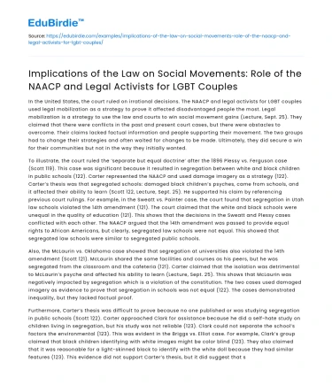 Law’s Impact on Social Movements: NAACP and LGBT Legal Activists
