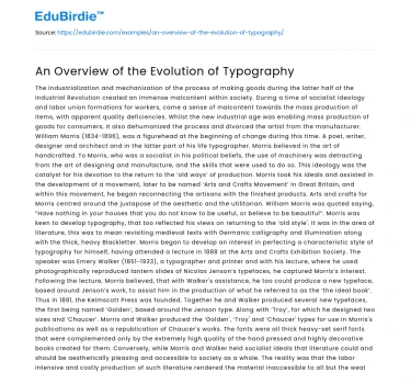 An Overview of the Evolution of Typography