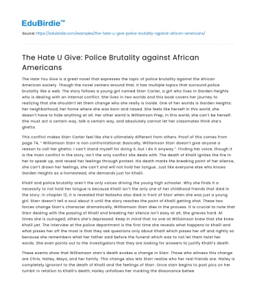 The Hate U Give: Police Brutality against African Americans