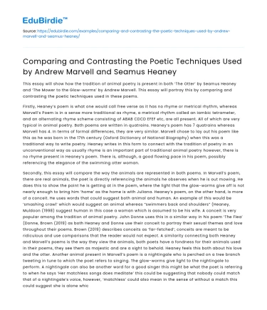 Poetic techniques of Marvell and Heaney compared