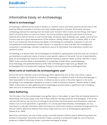 Informative Essay on Archaeology