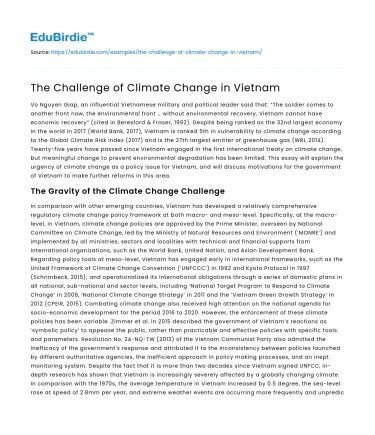 The Challenge of Climate Change in Vietnam