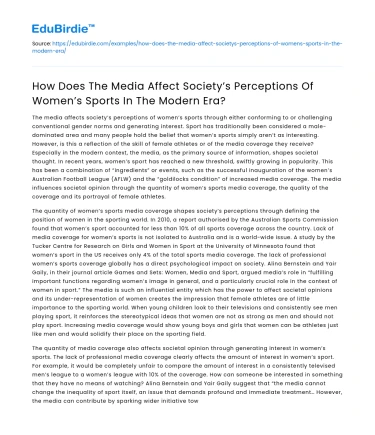 Impact of Media on Women’s Sports in Modern Era