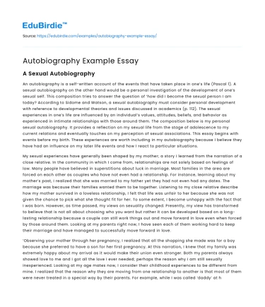 Autobiography Example Essay